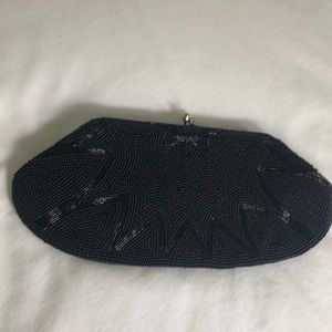 Vintage 1950's black beaded clutch/ evening purse